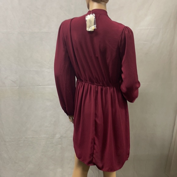 Forever 21 Maroon Short Sleeve Blouse Zip Work / Play main image 1